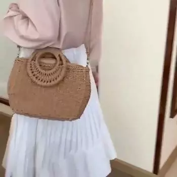 Соломенные сумки для женщин, летние повседневные тканые сумки через плечо, дорожная сумка, пляжная сумка, женские сумки из ротанга, женская сумка хаки