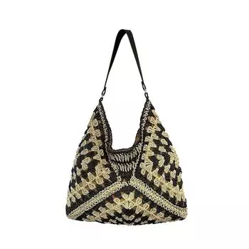 Соломенные сумки для женщин, летняя соломенная сумка, вязаная пляжная сумка, сумка-тоут, модные соломенные сумки через плечо One Size