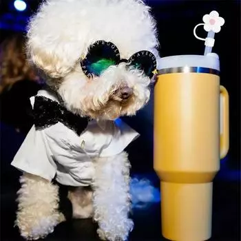 Соломенный чехол для чашки, симпатичный соломенный чехол, совместимый с 30 и 40 унциями стакана с ручкой, силиконовый цветок, соломенный чехол синий