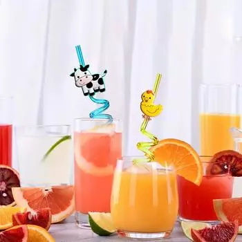 Соломинки с изображением животных из мультфильмов, многоразовые трубочки с изображением динозавров, украшения для вечеринок для детей, тема сафари, джунгли, динозавры, соломинки для кухни, аксессуары