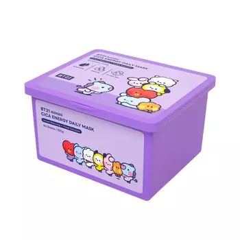Solomon Shoji BT21 minini Cica Energy Daily Mask 30 шт. Cica Skin Care Daily Mask Face Pack Daily Care Centella Centella Extract Moisturizing Care