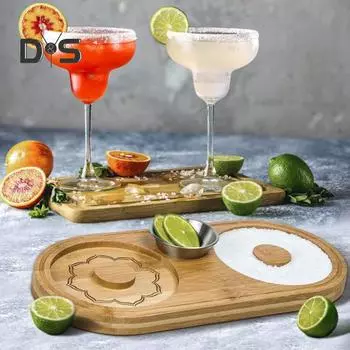 Солонка для коктейлей 2-в-1, деревянная сахарная кромка для коктейлей с разделочной доской, домашний бар, вечеринка, бокалы, кромка, аксессуары A