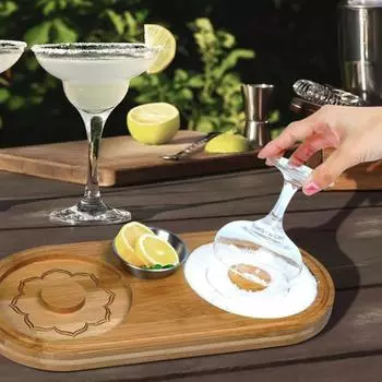 Солонка для коктейлей 2-в-1 Деревянный сахарный ободок для коктейлей с разделочной доской A