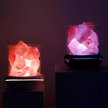 Соляная лампа, гималайский соляной камень, ночник, ароматерапевтический диффузор, диммер, 7 цветов, светодиодный рок белый