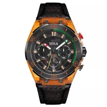 SOLVIL et TITUS Современные кварцевые мужские часы с хронографом и кожаным ремешком W06-03285-011 чёрный