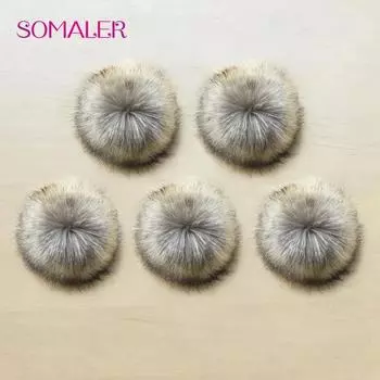 SOMALER 5 шт. помпоны из искусственного меха DIY Вышивание шарики из искусственного меха енота с пуговицами помпоны из искусственного меха аксессуары белый