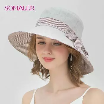 SOMALER летние хлопковые солнцезащитные шляпы для женщин складная пляжная шляпа с защитой от солнца UPF50 тёмно-синий
