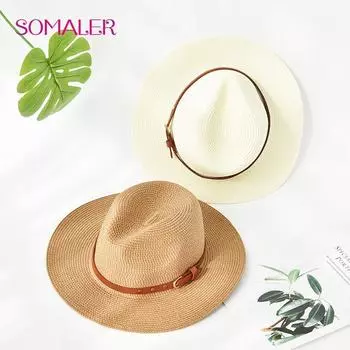 SOMALER летние панамские шляпы унисекс для женщин и мужчин, соломенная пляжная шляпа, солнцезащитная шляпа, модные шляпы с широкими полями, дорожные фетровые шляпы