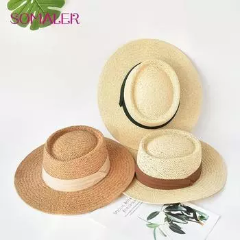 SOMALER, летняя панама, повседневная соломенная шляпа унисекс от солнца, женская и мужская соломенная шляпа с большой головой, летние пляжные шляпы с широкими полями, кепки Fedora.