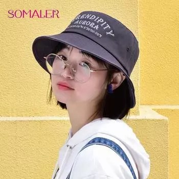 SOMALER Ретро Хлопковые Панамы для Женщин Мужчин Брендовые Джинсовые Хлопчатобумажные Панамы с Вышивкой Буквами Унисекс Модная Уличная Одежда Хип-Хоп Спортивная Шапка чёрный
