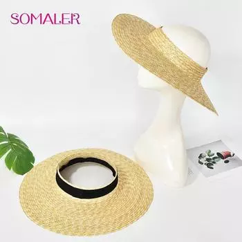 SOMALER женская соломенная шляпа с козырьком с широкими полями, солнцезащитная шляпа, модный дизайн, пляжная соломенная шляпа, стильная летняя пляжная шляпа