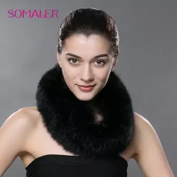 SOMALER женские шарфы на зиму, теплый вязаный шарф с воротником из лисьего меха для девочек и женщин