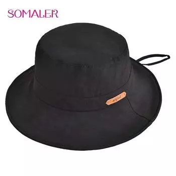 SOMALER женские широкополые солнцезащитные шляпы UPF 50+ с защитой от ультрафиолета, летние непромокаемые шляпы для рыбалки и пешего туризма чёрный