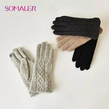 SOMALER женские зимние аксессуары теплые перчатки милые перчатки с сенсорным экраном женские варежки для девочек