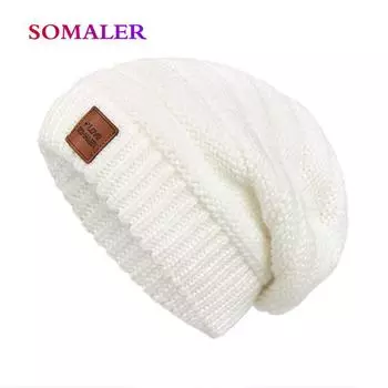 SOMALER зимние шапки с напуском для женщин, модная вязаная шапка с капюшоном, модная вязаная шапка с логотипом, уличные лыжные шапки темно серый