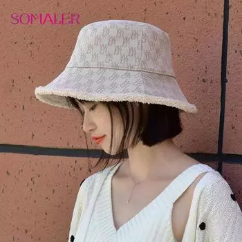 SOMALER зимние теплые панамы для женщин Harajuku Панама однотонная рыбацкая шапка осень-зима из овечьей шерсти уличная теплая панама для женщин верблюд