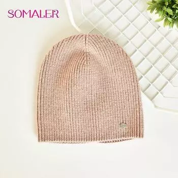 SOMALER зимние женские простые вязаные шапки для девочек, теплая шерсть унисекс в полоску, модные уличные спортивные повседневные шапки в стиле хип-хоп One Size белый
