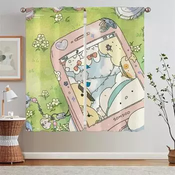 Somdoo Bedroom Curtains 2 Pieces Kitchen Curtains for Living Room 2 Elegant Pieces Modern Home Decoration Fabric Curtain Blinds W50xH70cmx2pcs-CL