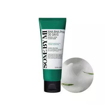 Some By Me 30 Days Miracle Acne Clear Foam 100 мл 30 DAYS MIRACLE ACNE CLEAR FOAM 100 мл Очищающая пенка для умывания Успокаивающий уход Уход за кожей лица