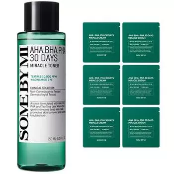 Some By Mi Aha Baha Paha 30-дневный тоник Miracle, 150 мл + пробник крема Miracle, 6 шт., 1 комплект