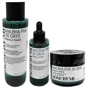 SOME BY MI AHA BHA PHA 30 Days Miracle 3 Pieces Set Toner Serum Cream