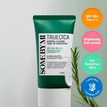 SOME BY MI Truecica Натуральный успокаивающий тонизирующий солнцезащитный крем 50 мл