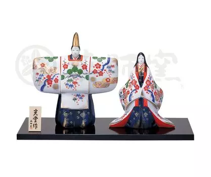 Some nishikitachi dolls and male female Festival (gold brocade, pine, bamboo, plum) [height 19.5cm, 15.5cm] Doll s розовый