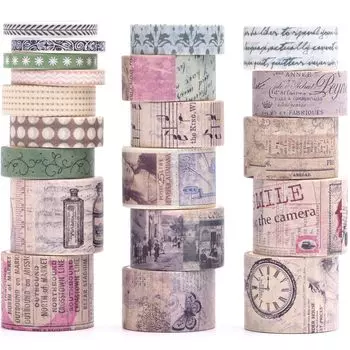 Songdao 20 рулонов Ретро маскировочная лента Ностальгическая креативность Винтажная лента васи для наборов для рукоделия, Женщины, Упаковка, (История Чарли)