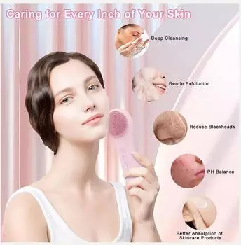 Sonic IPX7 Водонепроницаемая щетка для очищения лица, силиконовый скраб для лица, отшелушивающий очиститель, вибрационный массажер, глубокое очищение