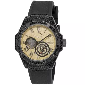 [Sonne] Часы S031 с золотым циферблатом из нержавеющей стали и резины, автоматические, 53 мм, часы S031BKZ-YG, мужские, черные золотой