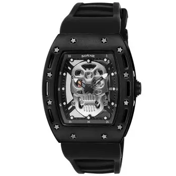 [Sonne] Часы S160 Серебряный циферблат Латунь Кварцевые 50MM Часы S160BKBKSV-ACSET Мужские Черные