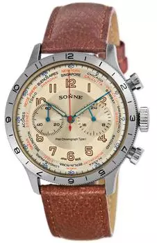 [Sonne] Часы Sonne HI003 с циферблатом цвета слоновой кости из нержавеющей стали, кварцевые, 40 мм, мужские коричневые часы HI003IV-BR