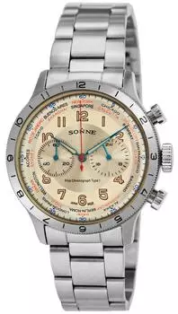 [Sonne] Часы Sonne HI003 с циферблатом цвета слоновой кости из нержавеющей стали, кварцевые, 40 мм, мужские серебряные часы HI003IV