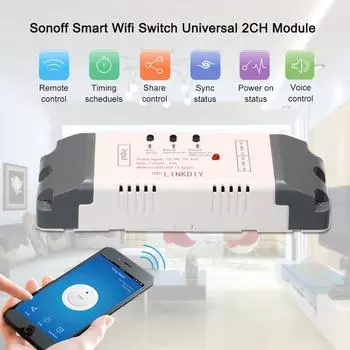 Sonoff Smart Wi-Fi Switch Универсальный модуль 2CH DC/AC7-32V Беспроводной переключатель Таймер Приложение для телефона Пульт дистанционного управления белый