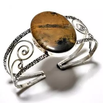 Sonora Sunrise Gemstone 925 Посеребренный браслет-манжета ручной работы