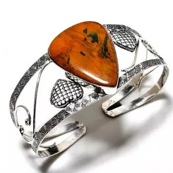 Sonora Sunrise Gemstone 925 Посеребренный браслет-манжета ручной работы