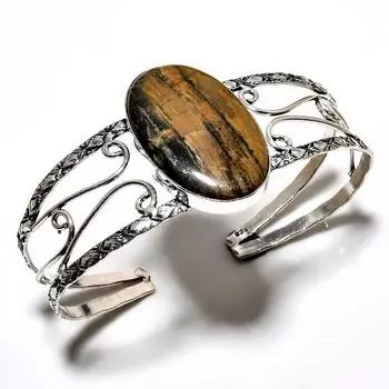 Sonora Sunrise Gemstone 925 Посеребренный браслет-манжета ручной работы