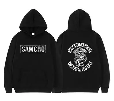 Sons of Anarchy SAMCRO Уличная одежда с двусторонним принтом, мужская и женская толстовка с брендовым дизайном Harajuku, мужская большая толстовка с капюшоном L-12XL L чёрный