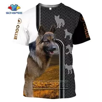 SONSPEE футболка с милой собакой и животным рисунком, футболка с 3D принтом «колли», футболки в стиле Харадзюку с короткими рукавами, летние крутые повседневные мужские топы 6XL