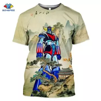 SONSPEE мужские и женские футболки с 3D принтом Goldorak, повседневная уличная одежда в стиле Харадзюку, хип-хоп, с короткими рукавами, винтажные футболки с аниме, топы, рубашка XXL