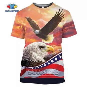 SONSPEE новая летняя мужская футболка с американским флагом и 3D принтом, Мужская дышащая футболка с коротким рукавом и круглым вырезом, уличная мода, повседневный топ 6XL