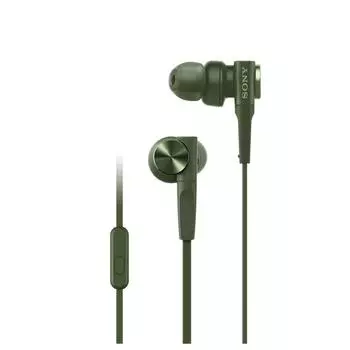 Sony earphones deep bass model MDR-XB55AP: Canal type with remote control and microphone Green MDR-XB55AP G