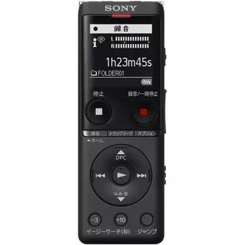 Sony IC-диктофон USB 4 ГБ, тонкий и легкий, с микрофонной системой, до 22 часов непрерывного использования, оснащен функцией чистого голоса, черный ICD-UX570F B