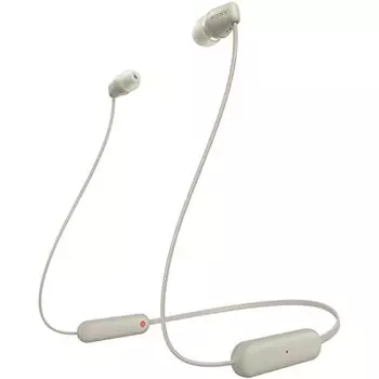 Sony Wireless Earphones WI-C100: Bluetooth Compatible/25 Hours Stamina/IPX4 Splashproof/DSEE Equipped Beige WI-C100 CZ Small