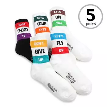 Сообщение для модных уличных носков в полоску для регби (экипаж, 5 пар) NF15 23cm - 26cm