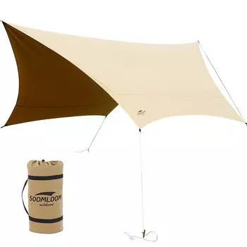 Soomloom Hexa Tarp x Bonfire Possible Polycotton TC Fire Place Отличная термостойкость Хаки Солнцезащитный козырек для улицы 4,2 м 4,1 м Изоляция/Огонь хаки