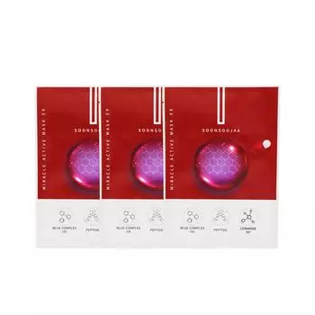 Soonsoojaa Face Mask Earthworm Peptide Miracle Active Mask Set of 3 Korean Cosmetics Fine Current Mask Earthworm Peptide Contains Care