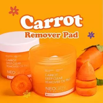 [Soonssak Cleansing] Neogen Carrot Lip&Eye Deep Clear Remover Pads, 60 листов, корейское очищение