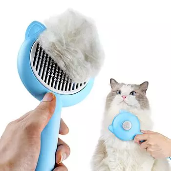 SOONTAN One Push Groom Pet Brush Dog Cat Brush Удаление шерсти Массажная пуходерка Щетка для удаления таблеток - (Розовый / Синий)