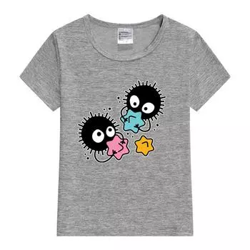Soot studio ghibli Kids T-Shirt Kawaii T-Shirt Kids Summer Short Sleeve Tees Cartoon Animal Boys Girls Kawaii Tops Tshirt 110
